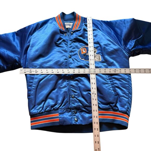 Vintage 1990s Denver Broncos NFL Chalk Line Satin Bomber Jacket Men’s Medium - Picture 3 of 6